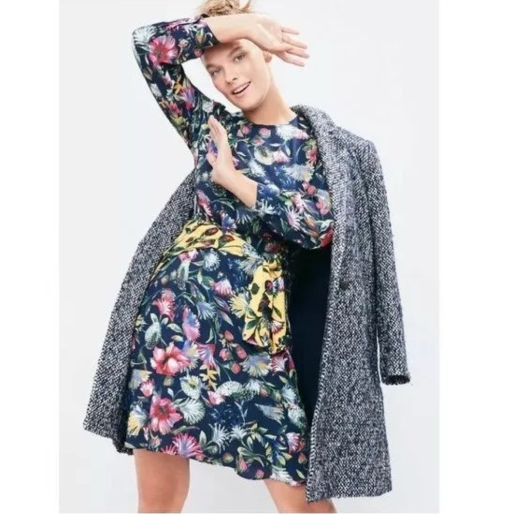 J. Crew Women's Flouncy Hem Dress Painted Floral Long Sleeve